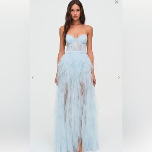 For Love And Lemons Blue Lace Chemise